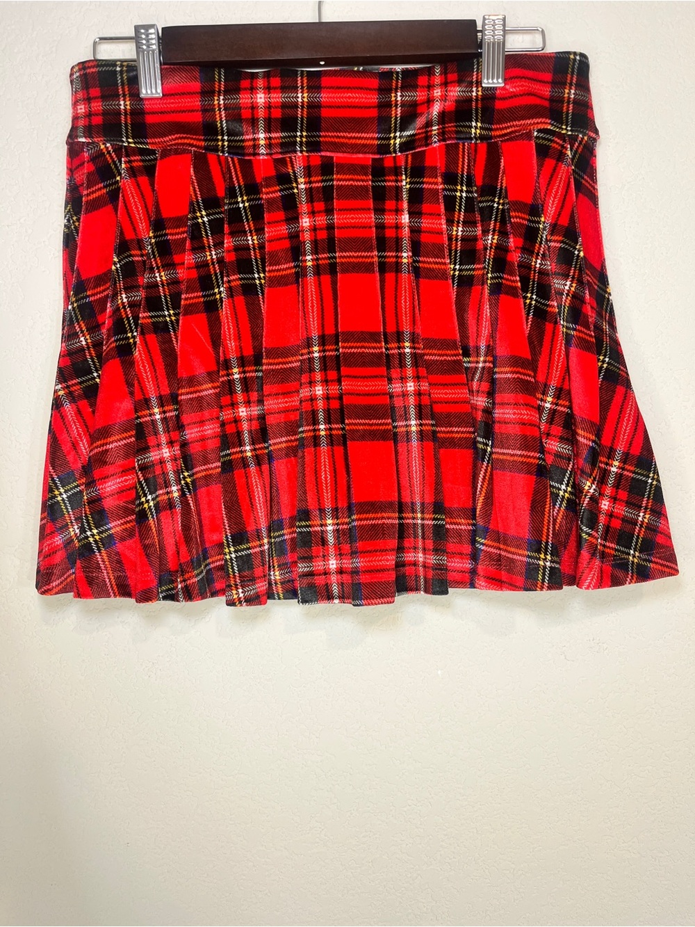 Smith & Quinn Velvet Red Plaid Pleated Y2K Clueless Tennis Mini Skirt Skort SZ M